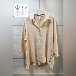 MARLA WYNNE Peach Beige Textured Tunic 2X